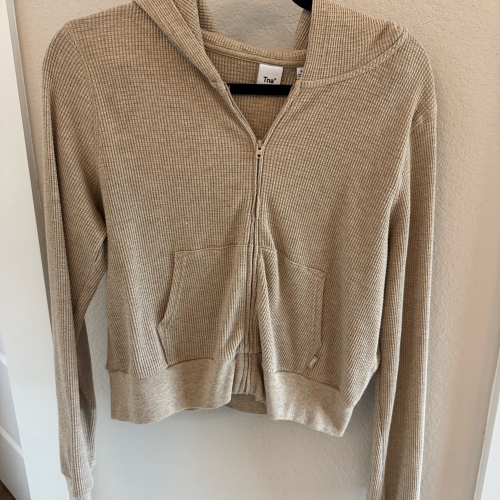 TNA Tan Waffle Zip Hoodie
